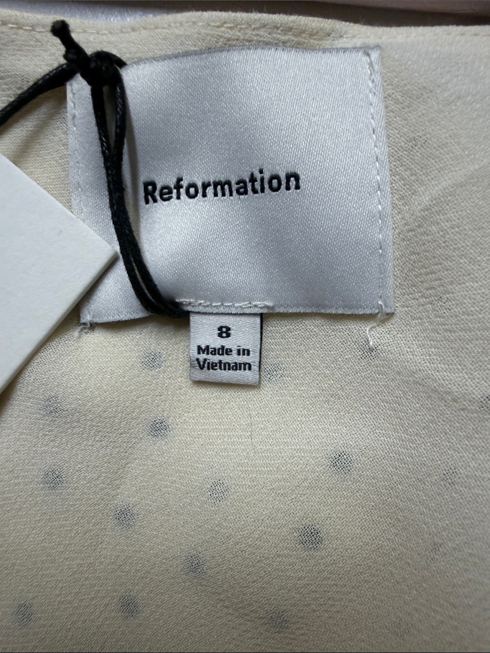 Reformation Tyra Dress Cream Tie-Neck Midi Dress - Picture 5 of 7